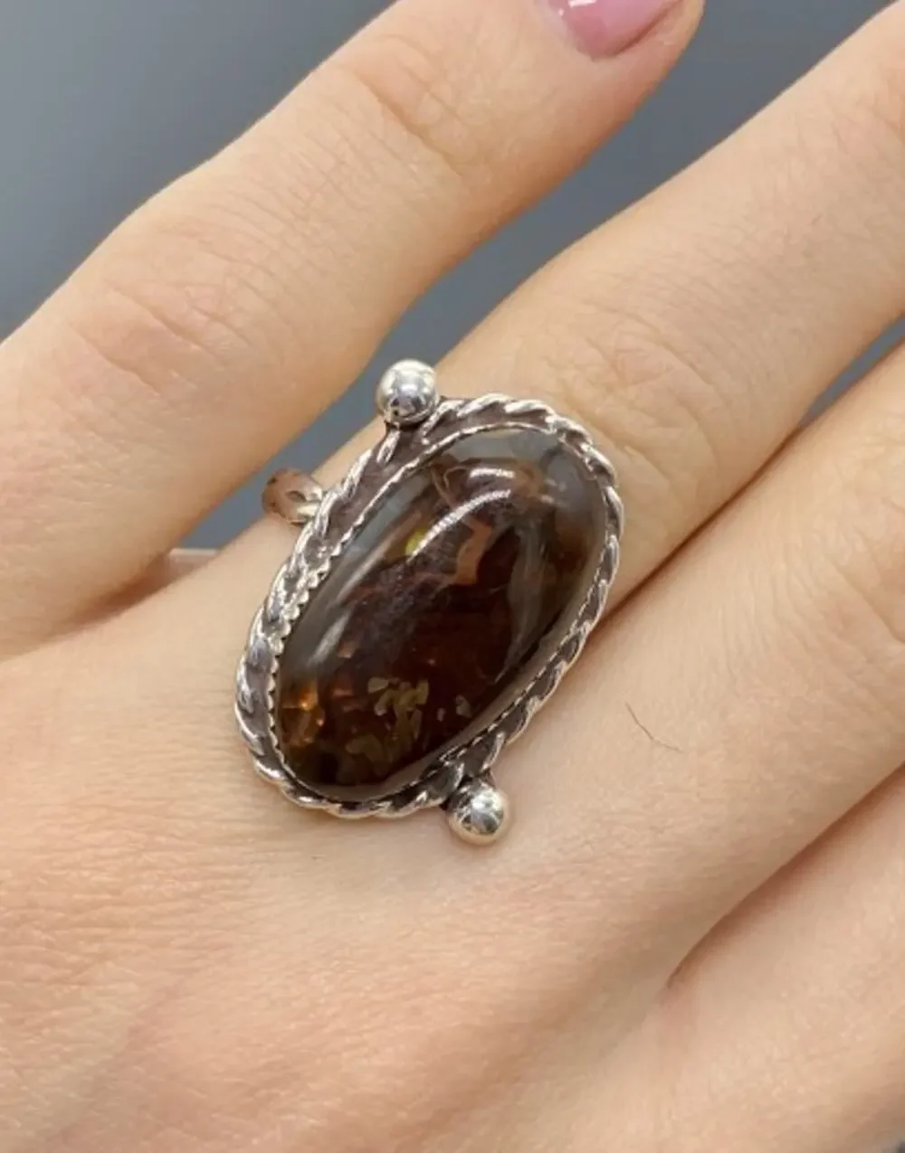 Vintage 925 Sterling Silver Jasper Ring Size 7